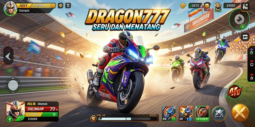 Tampilan gameplay DRAGON777 yang mendebarkan dan penuh aksi balap motor.