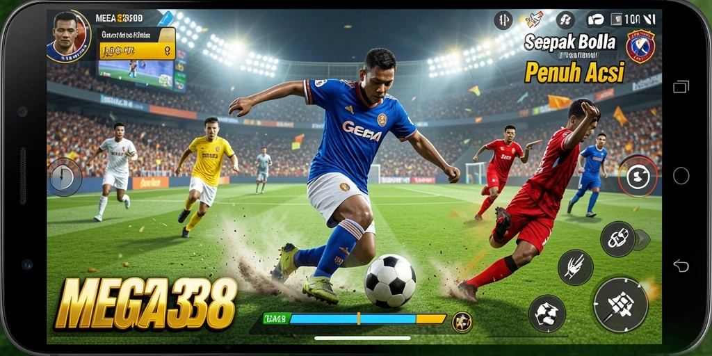 Tampilan gameplay seru dalam MEGA338 yang menampilkan aksi sepak bola menarik.